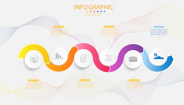 Business template 6 options infográfico elementos do gráfico