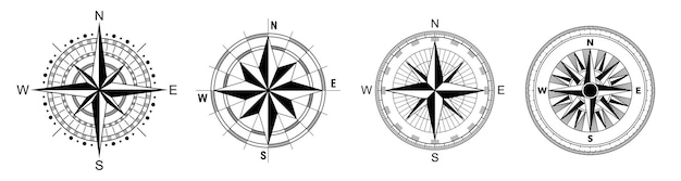 Vetor bússola de navegação com pontos cardeais de posição geográfica nordeste sudoeste
