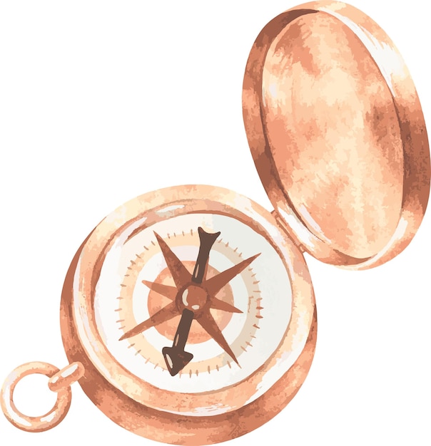 Bússola ilustração vetorial aquarela