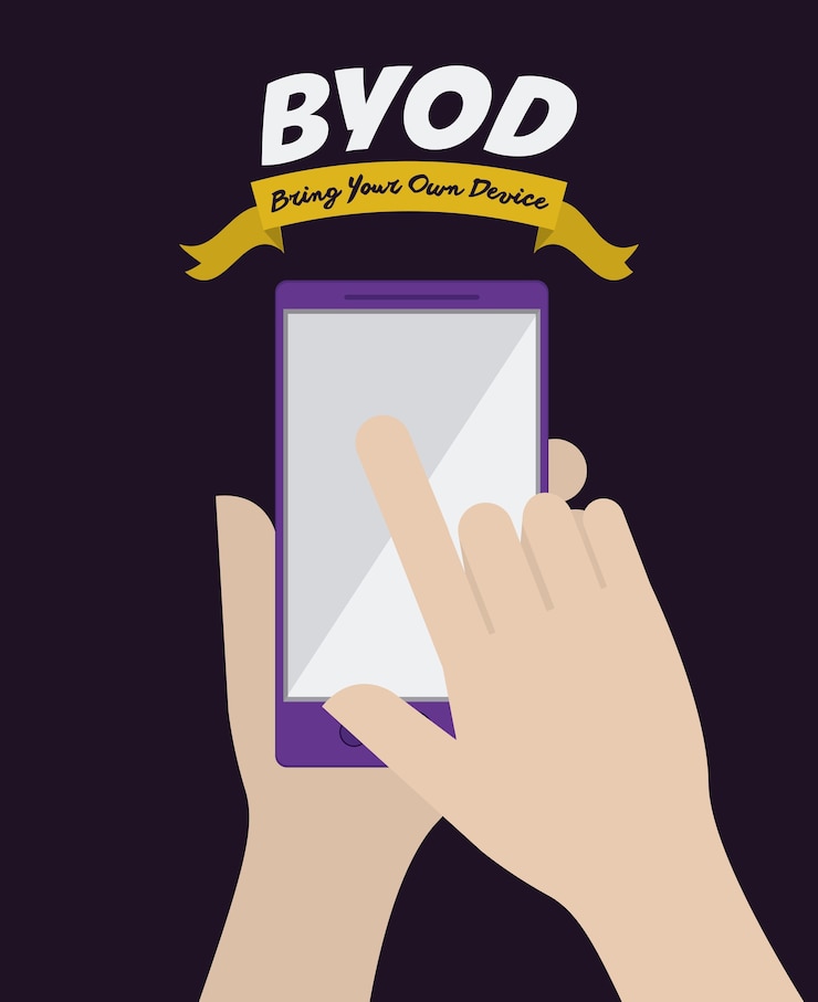 Vetor byod conceito com design de mão