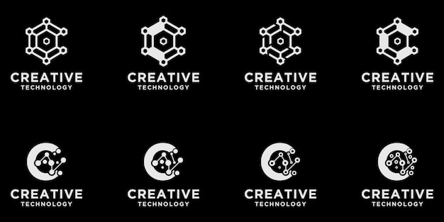 C conjunto de logotipo técnico inicial