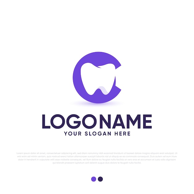 C teeth design de logotipo vetor premium