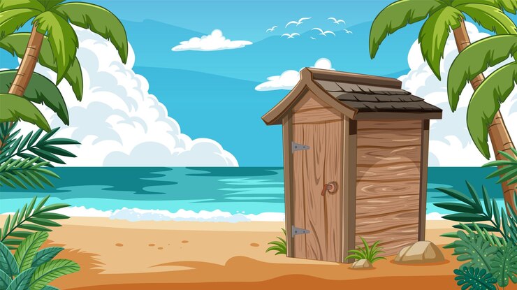 Vetor cabana de praia isolada paraíso tropical