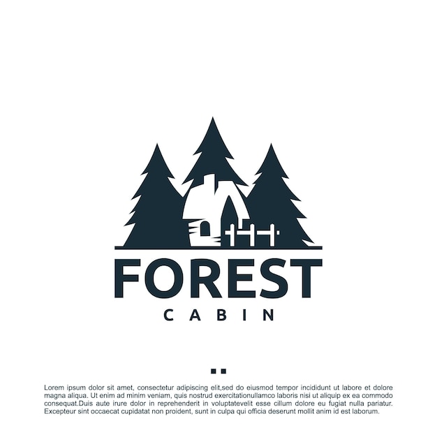 Cabana na floresta, aventura, modelo de design de logotipo