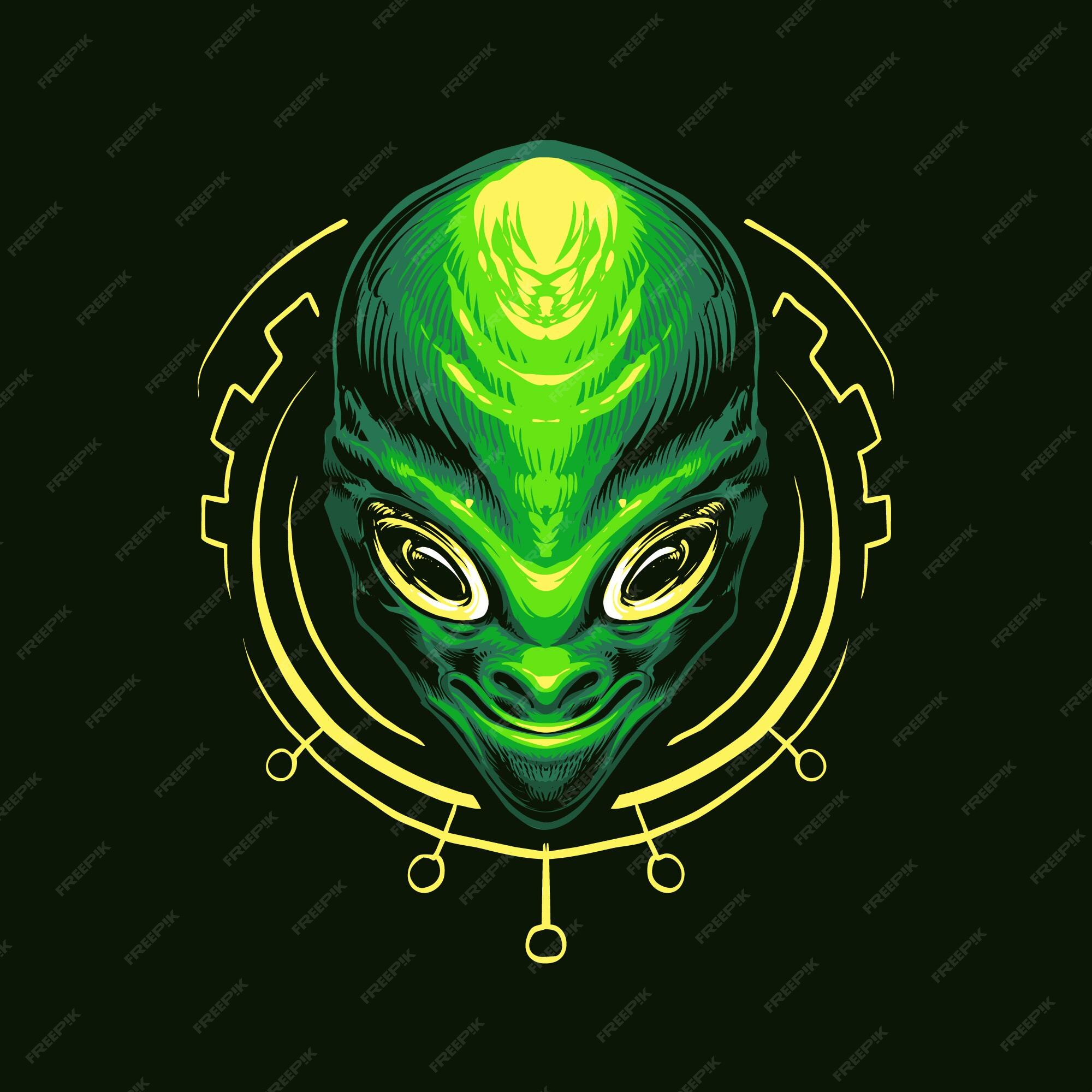 Design PNG E SVG De Cabeça Alienígena Verde Para Camisetas