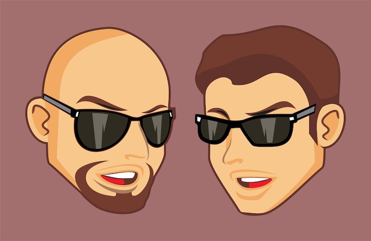 Vetor cabeça careca legal usando ilustração de design de óculos de sol