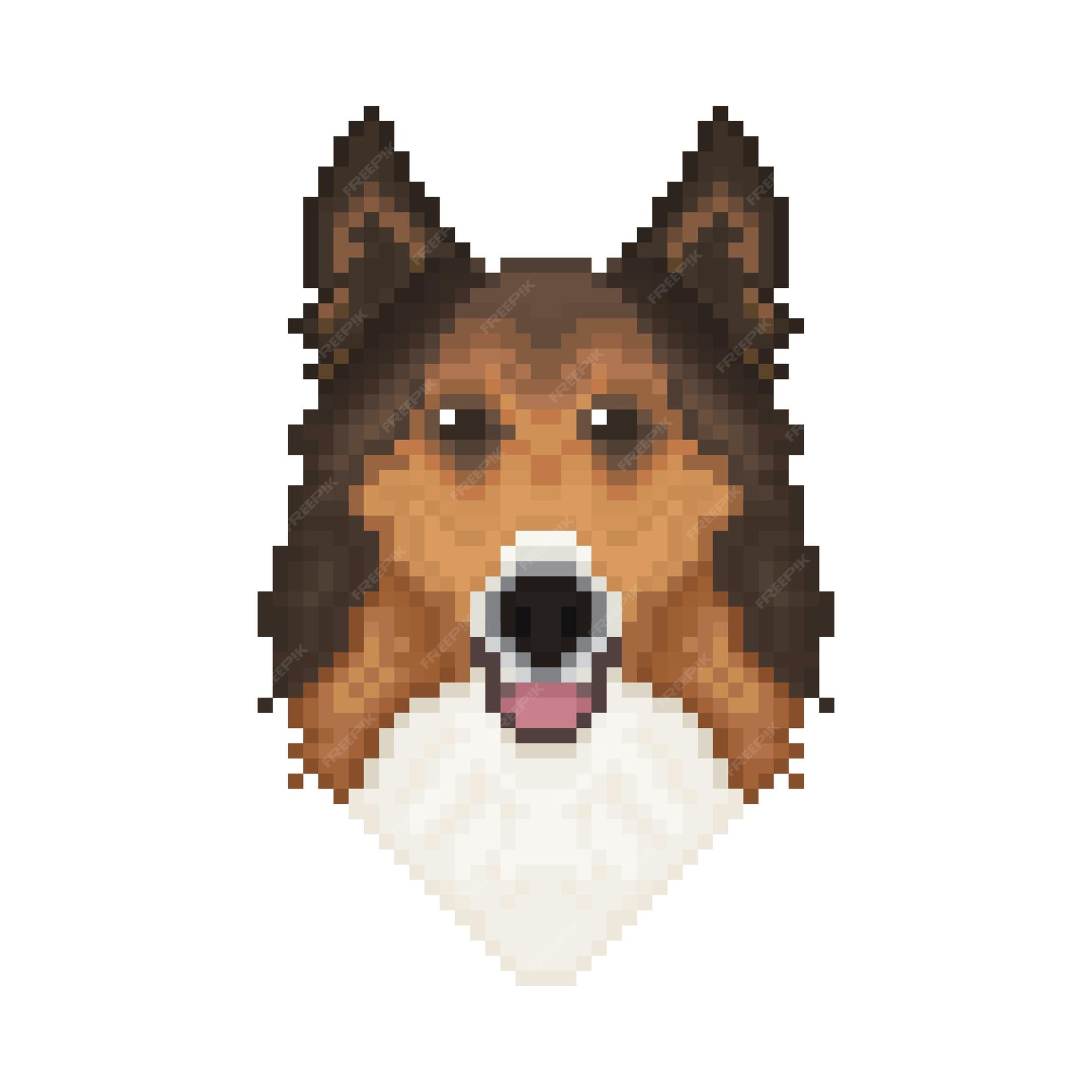 Ilustração de pixel art animal cão husky