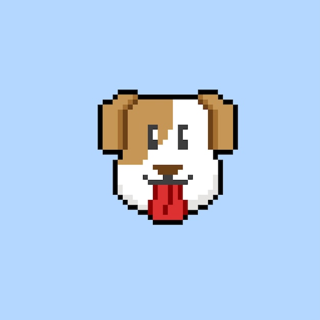 Vetor cabeça de cachorro com estilo pixel art