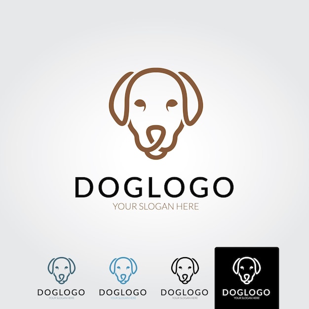 Cabeça de cachorro logotipo linha contorno monoline ícone modelo de design vector illustration