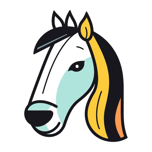 Vetor cabeça de cavalo isolada em fundo branco ilustração vetorial em estilo plano