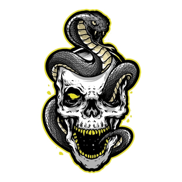 Vetor cabeça de crânio com vetor de design de logotipo python