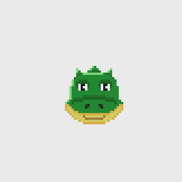 Cabeça de crocodilo bebê em estilo pixel art