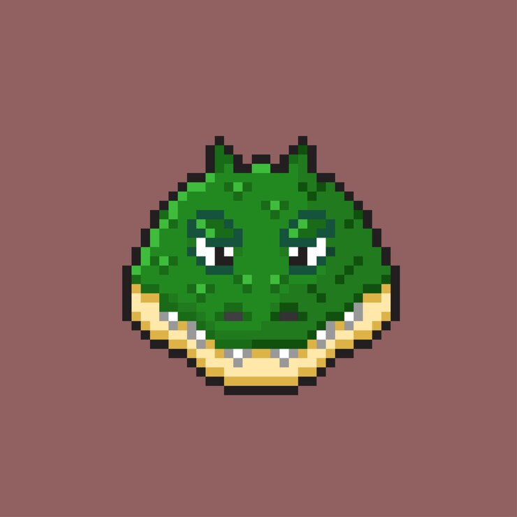 Vetor cabeça de crocodilo em estilo pixel art