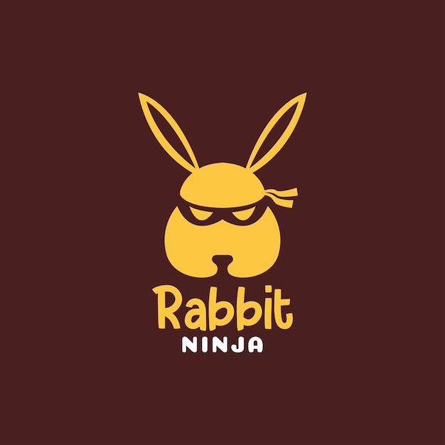 Cabeça de desenho animado coelho ninja design de logotipo vetorial símbolo gráfico ilustração ideia criativa