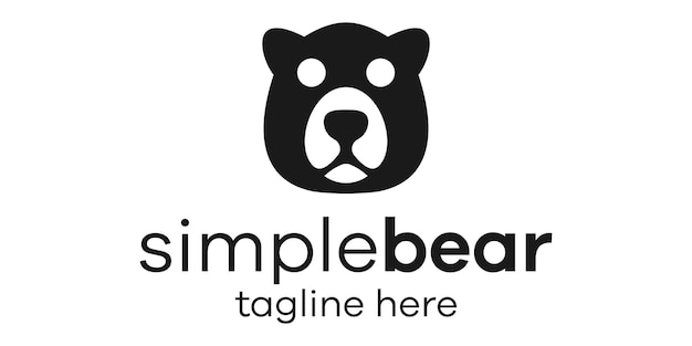 Cabeça de design de logotipo urso ícone simples ilustração vetorial