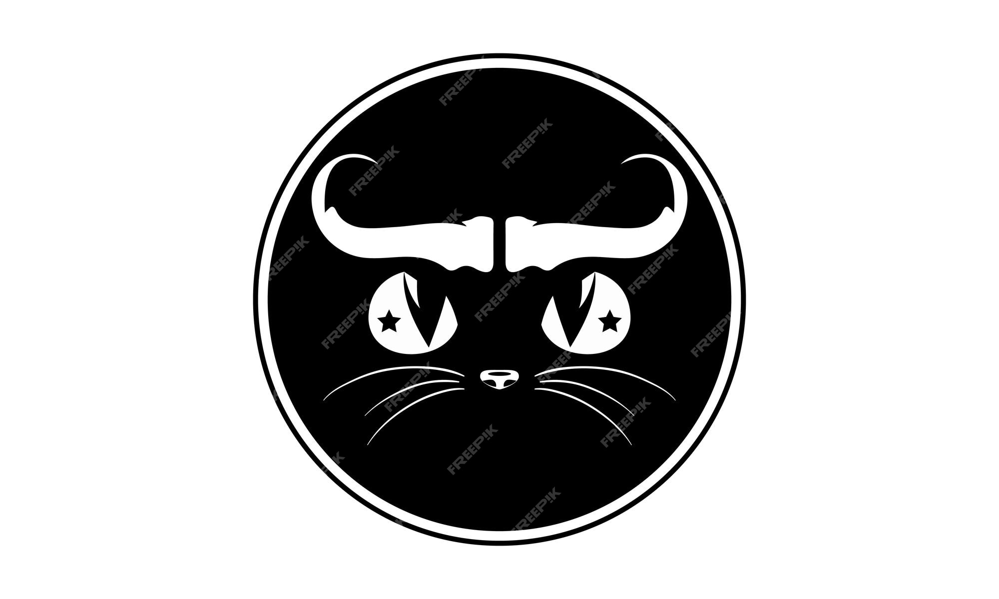 Cabeça de gato fofa logotipo dos desenhos animados cabeça de gato