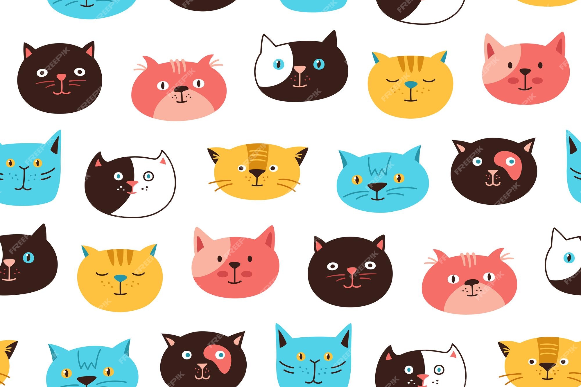 Feelyou Tapeçaria de gato de desenho animado com estampa de gatos Tapeçaria  de parede de gatinho fofo tapeçaria de parede padrão de gatos de estimação  arte de parede para crianças meninos meninas