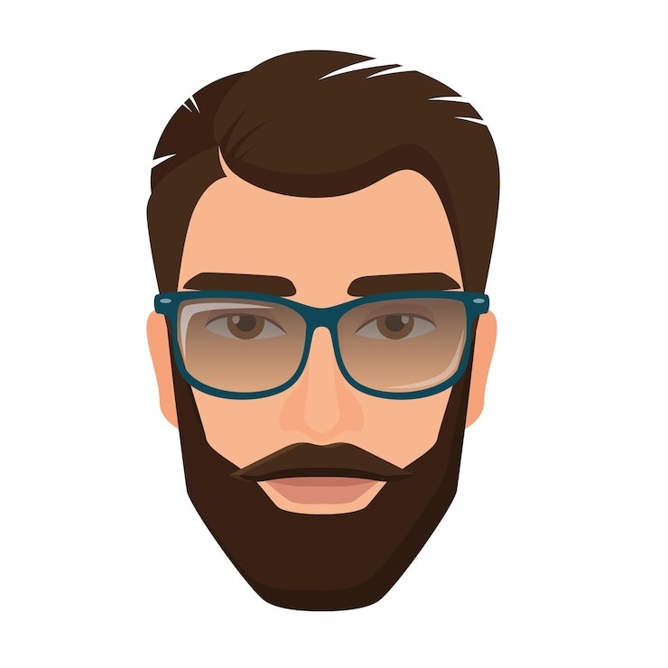 Vetor cabeça de homem barbudo