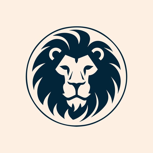Vetor cabeça de leão logo silhueta de cara de ícone preto tatuagem mascote desenhado à mão rei leão silhueta animal