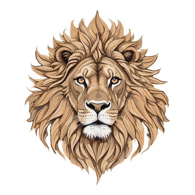 Vetor cabeça de leão majestosa com crina fluindo no vento força e poder