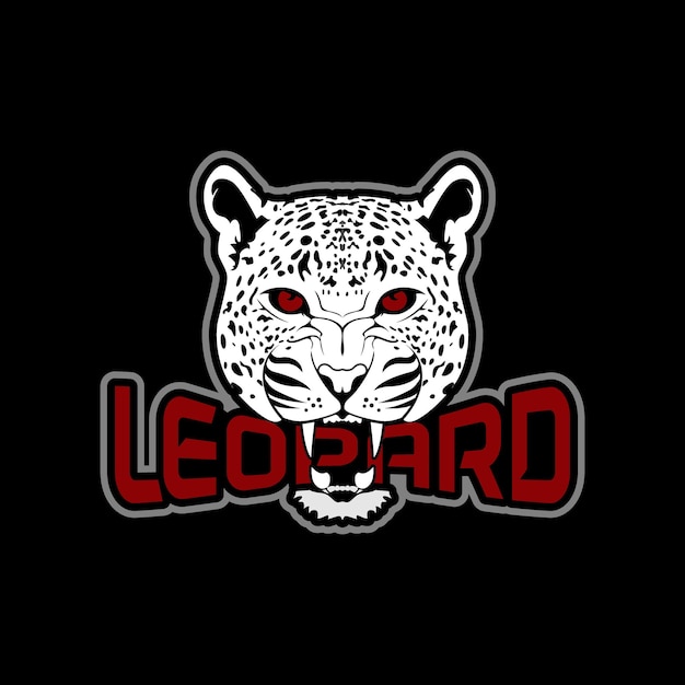 Cabeça de leopardo mordendo tipografia desenho vetorial de leopardo