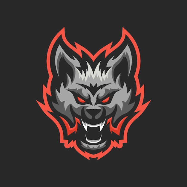 Cabeça de logotipo de mascote de lobo para esport e esporte