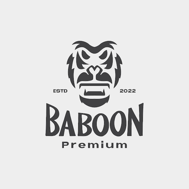 Cabeça de macaco babuíno design de logotipo vintage símbolo gráfico vetorial ícone ilustração ideia criativa