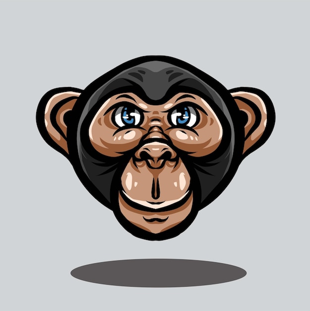 Cabeça de macaco com cara feliz para logotipo e marca