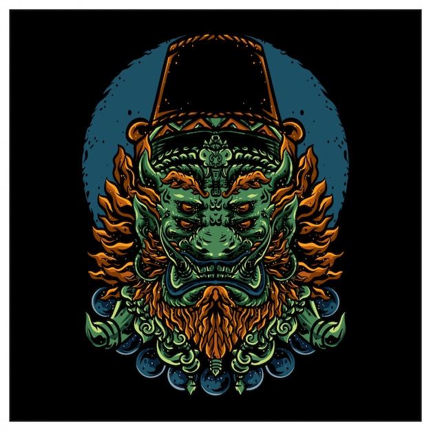 cabeça de monstro tradicional verde