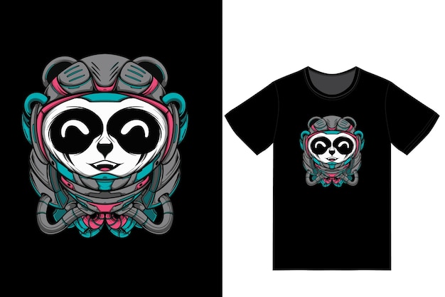 Cabeça de panda com capacete de robô cyberpunk