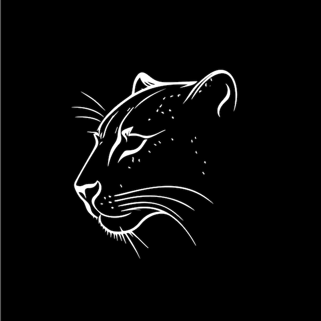 Vetor cabeça de pantera dotwork tatuagem com pontos sombreamento tatuagem mão desenho emblema animal selvagem em fundo preto para arte corporal esboço minimalista monocromático logotipo vetor ilustração