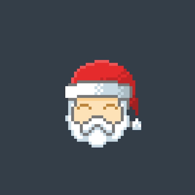 Cabeça de papai noel em estilo pixel art