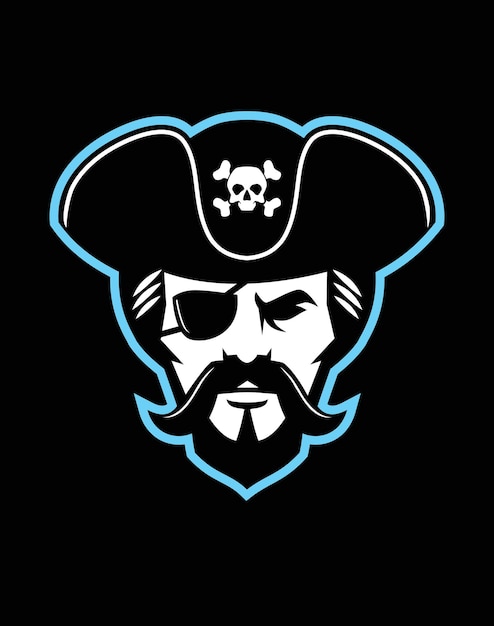 Cabeça de pirata, mascote ícone de rosto de capitão pirata