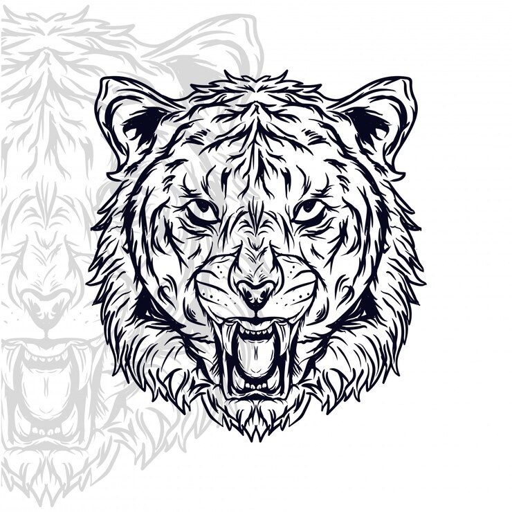 Cabeça de tigre furioso ilustração vetorial
