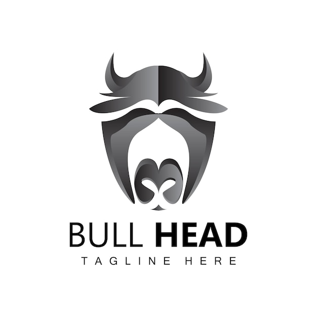 Cabeça de touro Logo Farm Animal Vetor Gado Ilustração Ícone de marca da empresa