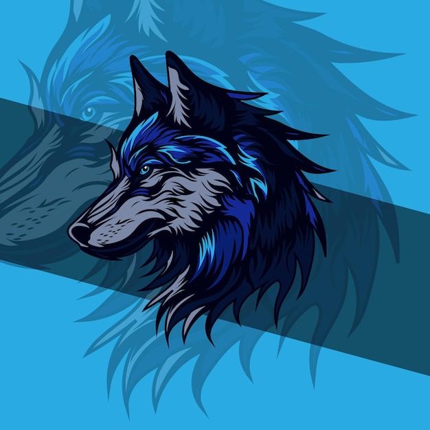 Vetor cabeça de um lobo zangado mascote logotipo esportivo desenho mascote animal lobo desenho emblema cabeça de lobo