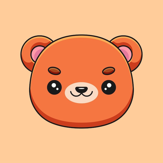 Cabeça de urso bonito mascote dos desenhos animados doodle arte mão desenhada contorno conceito vetor ilustração ícone kawaii