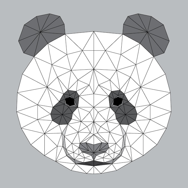 Cabeça de urso panda poligonal abstrata. moderno baixo poli panda urso retrato de fundo padrão para camiseta de design, pôster de clínica veterinária, cartão-presente, impressão de bolsa, publicidade de oficina de arte etc.