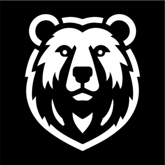 Cabeça de urso preta e desenho de ilustração