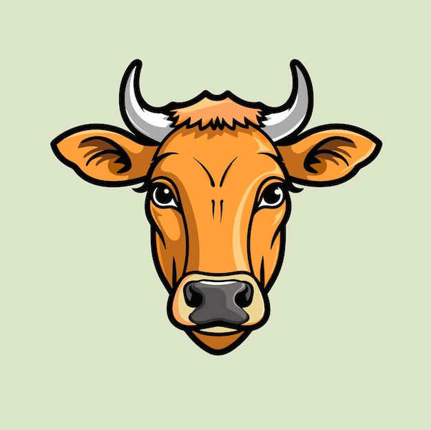 Cabeça de vaca emblema simples logotipo ícone modelo vetor ilustração