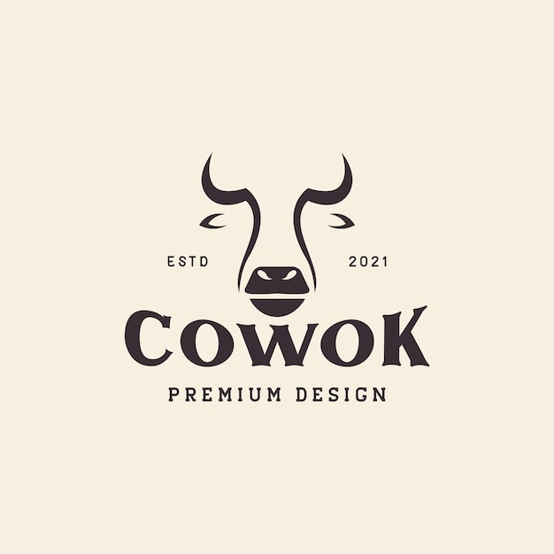 Cabeça de vaca vintage símbolo de logotipo simples ícone vector design gráfico ilustração ideia criativa