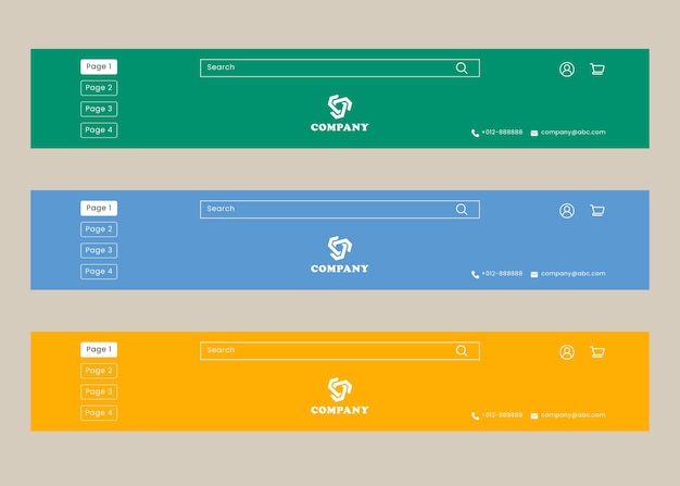 Vetor cabeçalho do site em fundo colorido diferente. design de cabeçalho em formato vetorial, design ui ux.