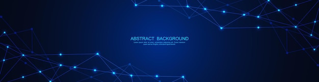 Cabeçalho do site ou design de banner com fundo poligonal abstrato e pontos e linhas de conexão
