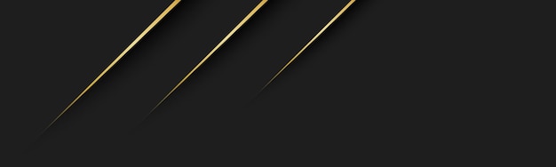 Cabeçalho moderno abstrato preto com linhas douradas bandeira corporativa escura com espaço em branco para o seu texto vetor moderno