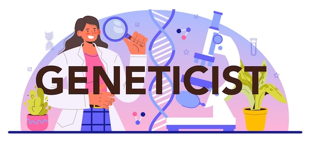 Cabeçalho tipográfico geneticista. medicina e ciência tecnologia