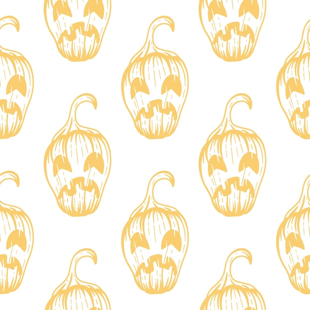 Cabeças de abóbora gravadas em fundo branco modelo digital de impressão de halloween para papel de parede têxtil