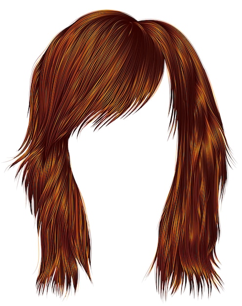 Cabelo de mulher na moda cor de gengibre vermelho. comprimento médio. estilo de beleza. 3d realista.