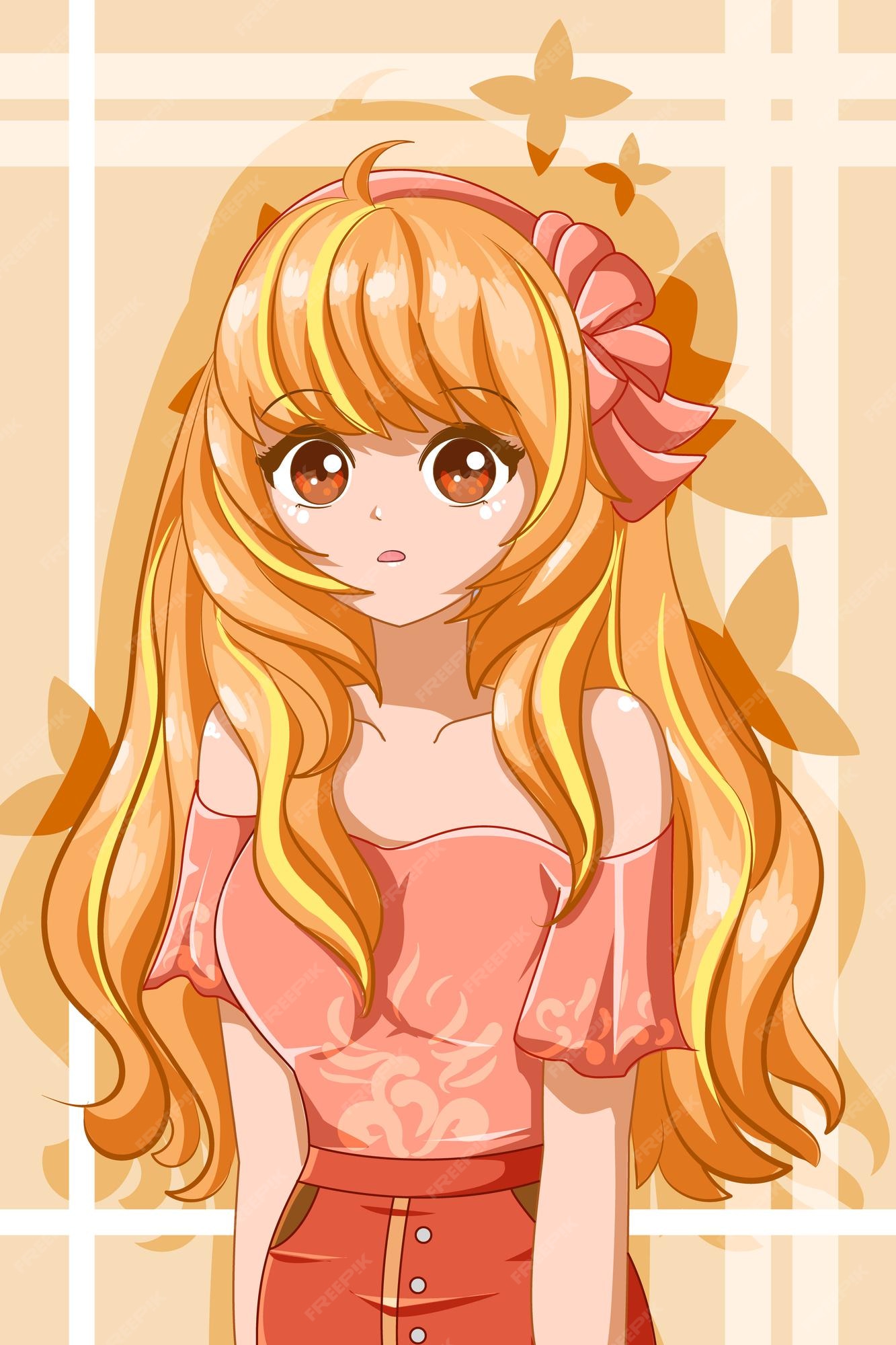 Cabelo longo rosa de menina bonita e bonita com desenho de boneca  ilustração de personagem de desenho animado 2294193 Vetor no Vecteezy