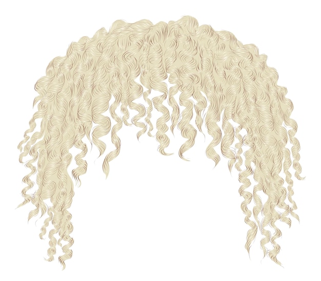 Cabelo loiro encaracolado e desgrenhado da moda. 3d realista. afro unissex