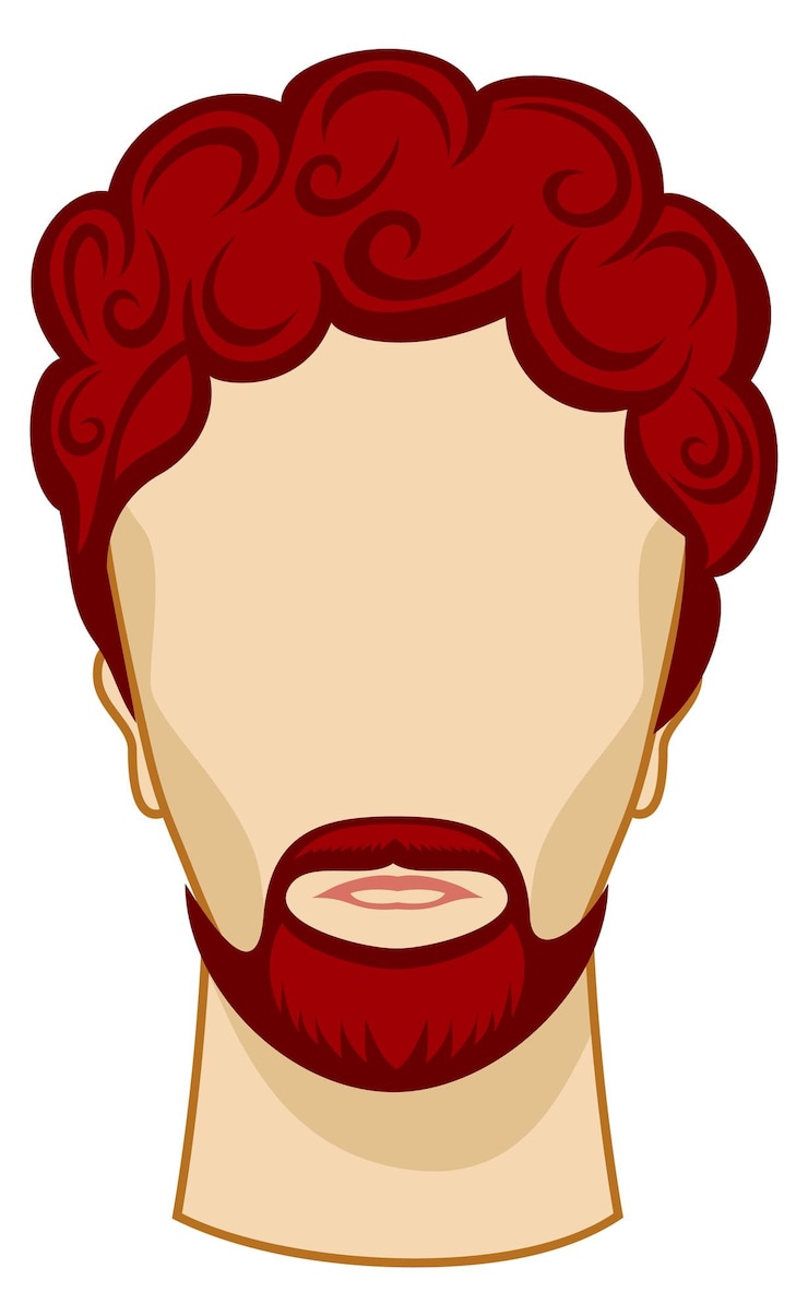 Vetor cabelo rizado homem penteado cabeça masculina sem rosto